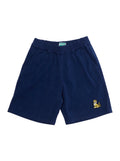 Blue Bermuda Shorts with Elastic Waist and Logo on Front for Kids Blu Cotton