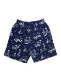 Blue Bermuda Shorts with All-Over Print and Logo Patch on the Back in Cotton for Kids Blu