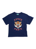 Blue T-Shirt with Logo Print on the Front in Cotton for Kids Blu Tshirts And Polo Shirts