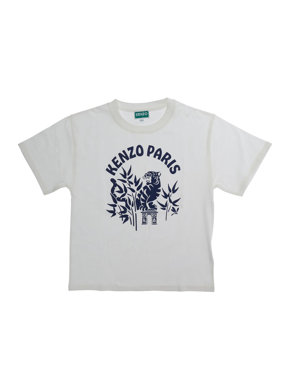 White Cotton Logo Print Crew Neck T-Shirt for Kids Tshirts And Polo Shirts