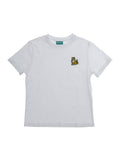 White T-Shirt with Embroidered Logo on Front and Lettering Back in Cotton for Kids Tshirts Polo Shirts