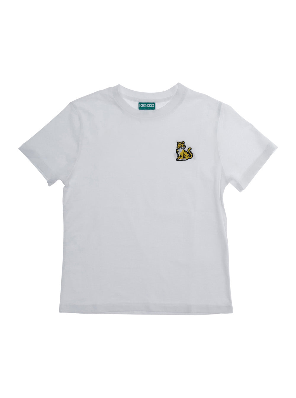White T-Shirt with Embroidered Logo on Front and Lettering Back in Cotton for Kids Tshirts Polo Shirts