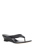 Black Wedges with Slip-On Design and Embossed Logo on the Insole in Leather Woman Calf