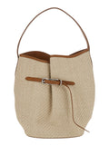 Shoulder Bag Belted Bucket Large Raffia Beige In Women Viscose Cotton