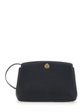 PUSHLOCK POUCH Leather Clutch Bag with Clasp Closure for Women Black Calf Clutches And Pochettes