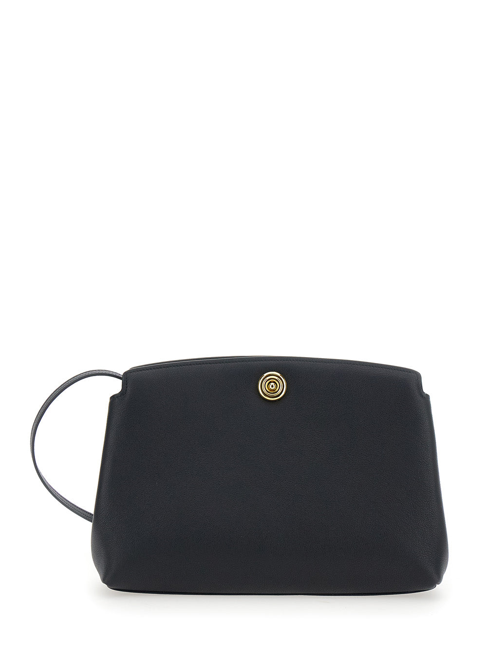 PUSHLOCK POUCH Leather Clutch Bag with Clasp Closure for Women Black Calf Clutches And Pochettes