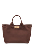 Shopper Le Smart with Metallic Detail on the Front in Brown Leather for Women Tote Bags