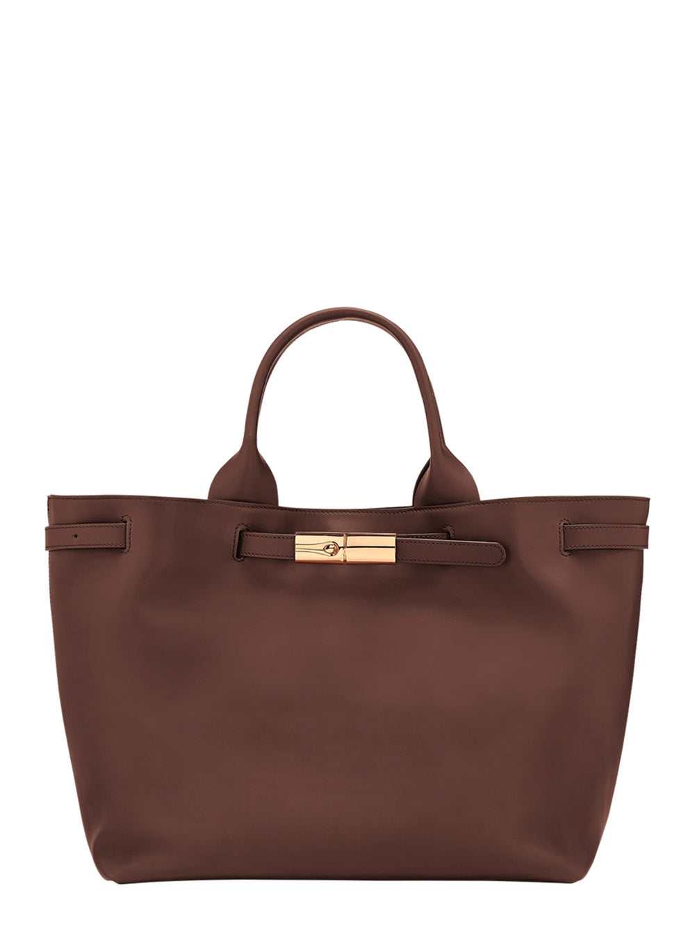 Shopper Le Smart with Metallic Detail on the Front in Brown Leather for Women Tote Bags