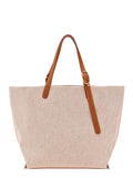 Shoulder Bag Le Foulonné Toile with Adjustable Handle and Logo Lettering on the Front in Leather Brown Canvas for Women