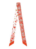 Silk Multicolor All-Over Print Scarf with Logo Lettering for Women Red Scarfs And Foulards