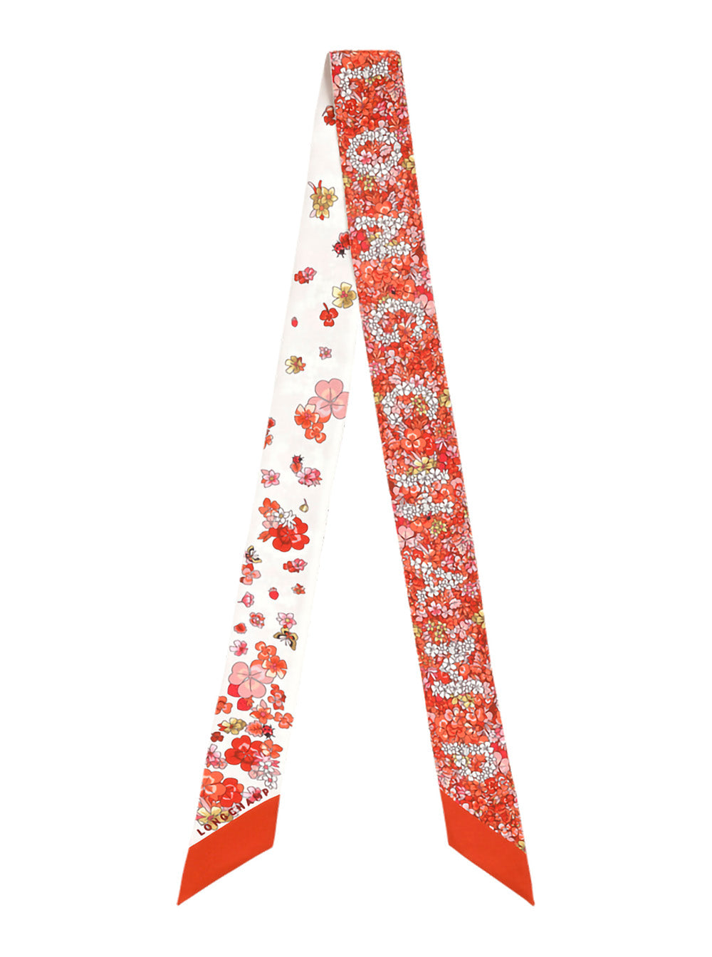 Silk Multicolor All-Over Print Scarf with Logo Lettering for Women Red Scarfs And Foulards