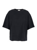 Black Cotton Boxy Design Crew Neck T-Shirt for Women Tshirts And Polo Shirts