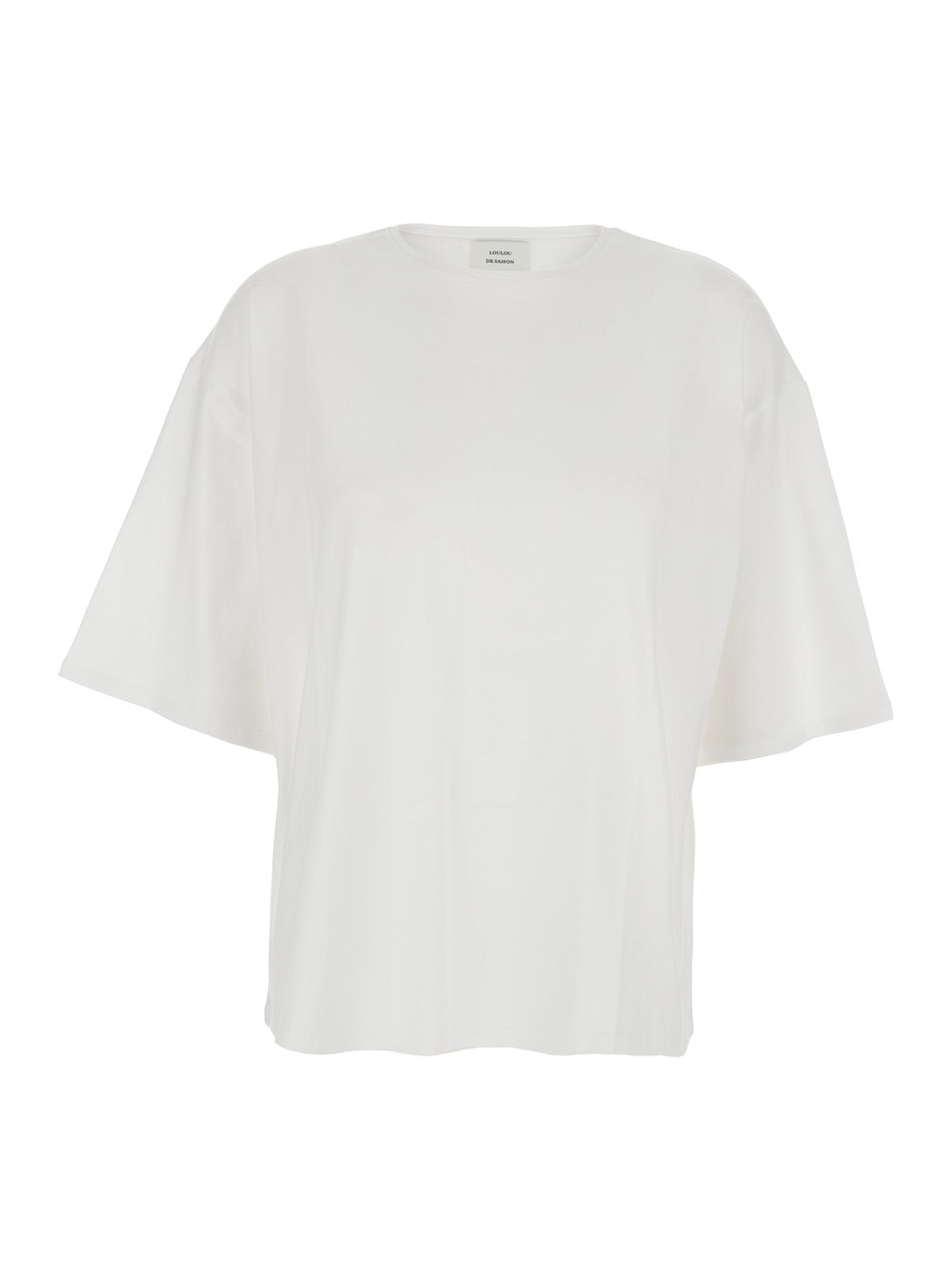 T-Shirt OSISWHITE Crew Neck with Dropped Shoulders in White Cotton for Women Tshirts And Polo Shirts