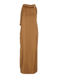 Long Dress Susan With Twisted Neck Brown Silk For Women