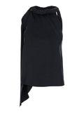 Top WILMA Black with Twisted Silk Collar for Women Tops