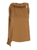 Top WILMA TWISTED COLLAR with Silk Brown Women Tops