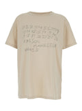 White Crew Neck T-Shirt with Large Logo Print on the Front in Cotton for Women Tshirts And Polo Shirts