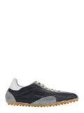 Sprinters Black Sneaker with Insert Design and Serrated Sole in Leather Woman Ovine