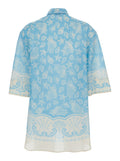 FANNY SHIRT Blue - with collar and long sleeves Cotton Silk Women Light Blouses