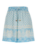 GINNY SHORTS Blue with side pockets in Cotton and Silk Women Light Bermuda