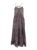 Long Dress Sabba with Straps and All-Over Multicolor Cotton Motif for Women Violet