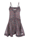Dress Danielle with V-Neck and All-Over Floral Motif in Purple Cotton for Women Violet