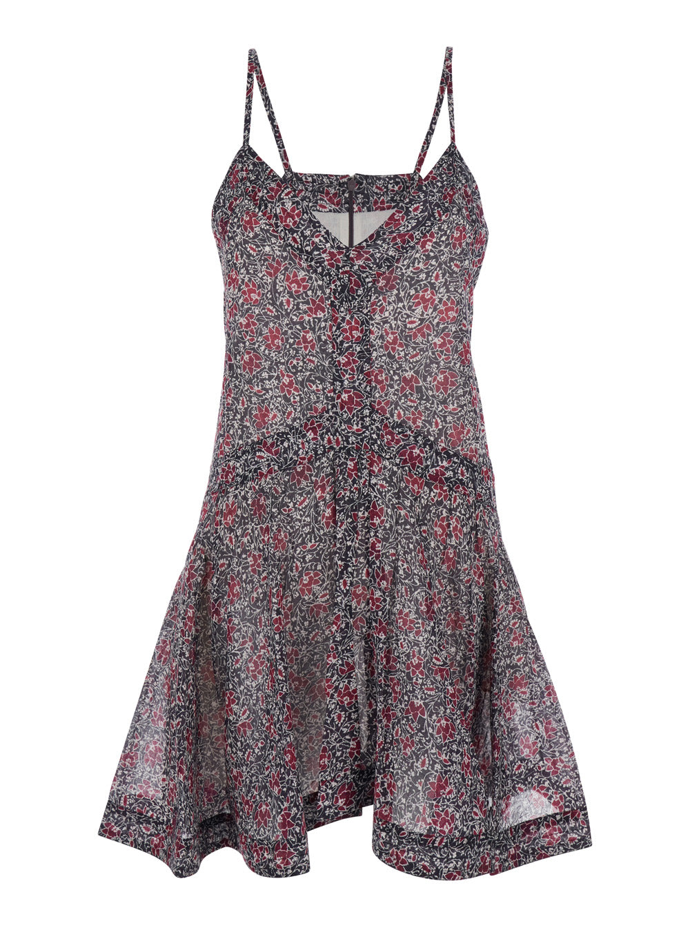Dress Danielle with V-Neck and All-Over Floral Motif in Purple Cotton for Women Violet