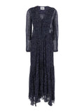 Midi Dress Briane with V-Neck and All-Over Polka Dot Motif in Blue Viscose for Women Blu Long