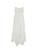 Long Dress PAULE-GB White with Sleeves and V-Neck in Viscose for Women