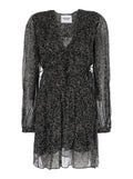 Dress Loriena With V-Neck And All-Over Print Black Fabric For Women
