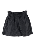 Black Ecoleather Naline Shorts with Drawstring Waist for Women And Bermuda