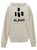 Hooded Sweatshirt with Tone-on-Tone Logo Print in Cotton Blend White Women Polyester Sweatshirts