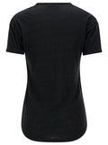 Black T-Shirt with Tone-on-Tone Logo Print in Linen for Women Polyester Tshirts And Polo Shirts