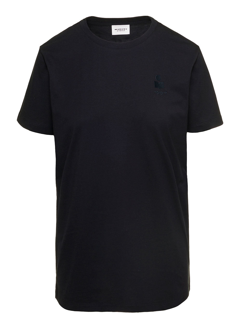 Black T-Shirt with Logo Embroidery in Cotton Jersey for Women Tshirts And Polo Shirts