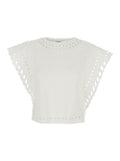 Odyle Crew Neck Top with Cut-Out Details in White for Women Tops