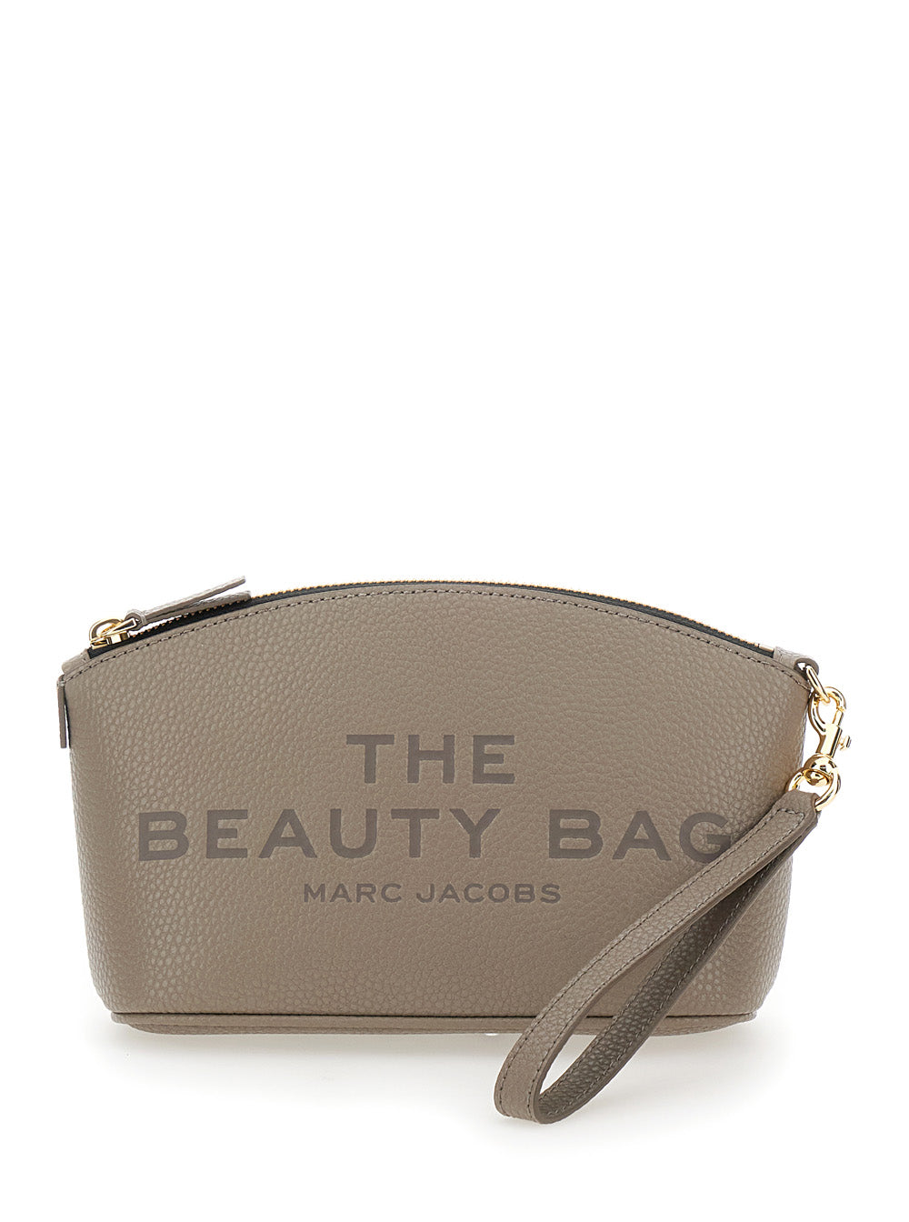 The Beauty Bag Grey Clutch with Logo Print on Front in Leather Woman Split Cow Clutches And Pochettes