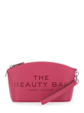 The Beauty Bag Pink Clutch with Logo Print on Front in Leather Woman Split Cow Clutches And Pochettes