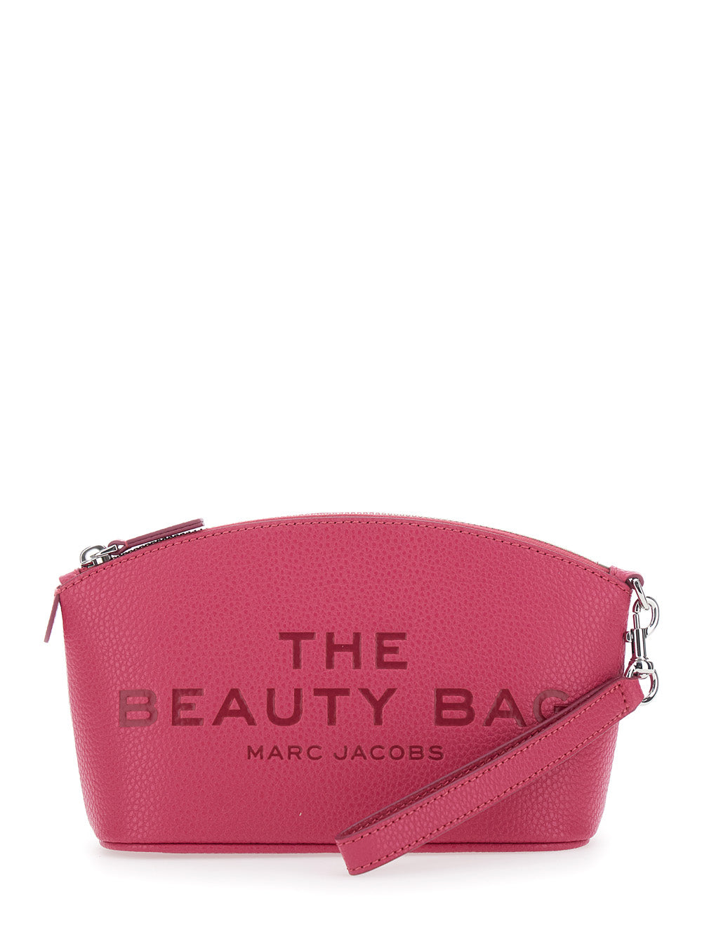 The Beauty Bag Pink Clutch with Logo Print on Front in Leather Woman Split Cow Clutches And Pochettes