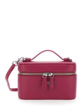 Shoulder Bag The Vanity with Removable Strap and Logo Lettering on Front in Pink Leather for Women Split Cow Crossbody