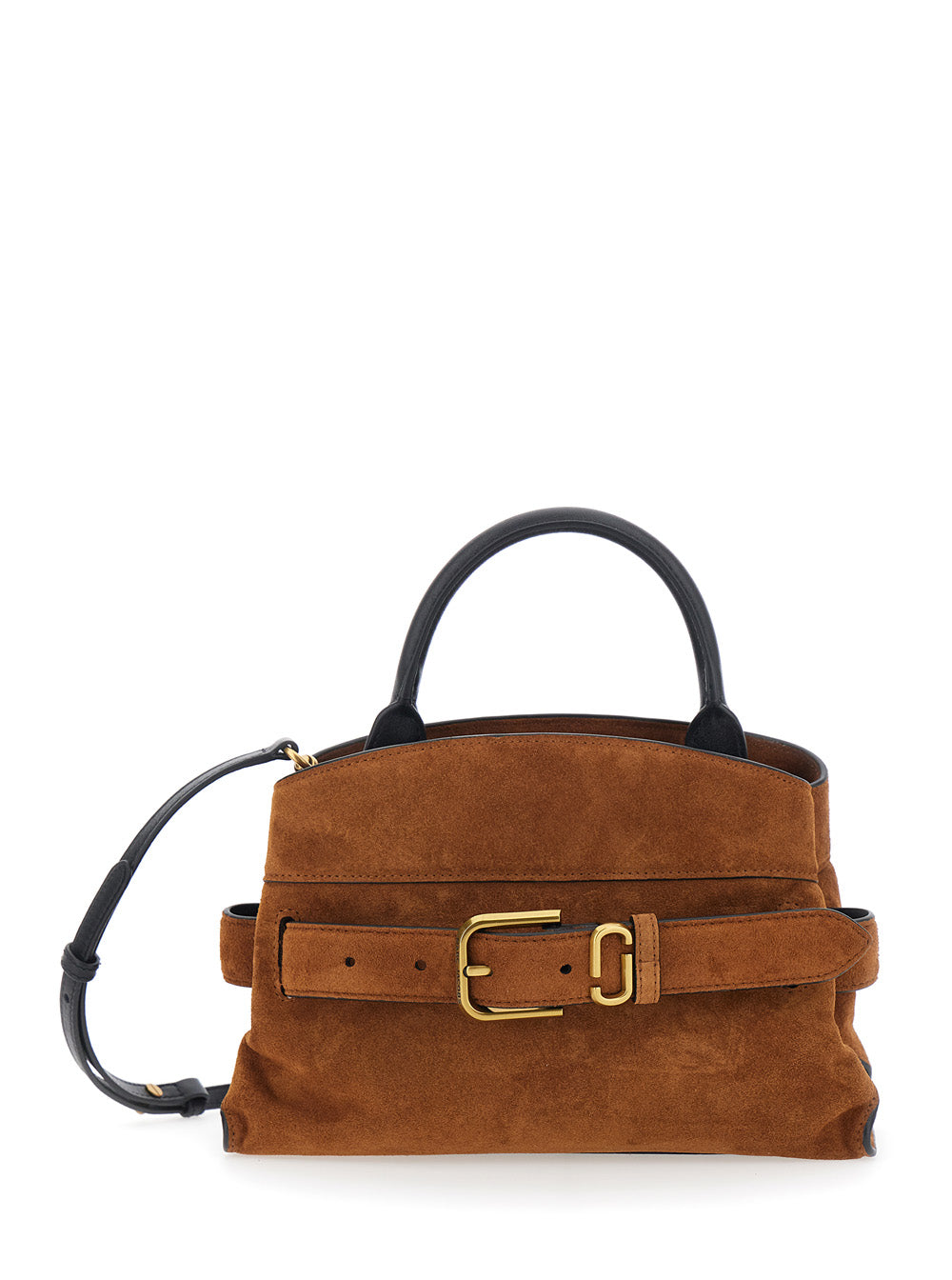Handbag The Satchel Dakota Small with Logo Imprinted on Back and Closure Brown Suede Belt for Women Cow Leather Hand Bags
