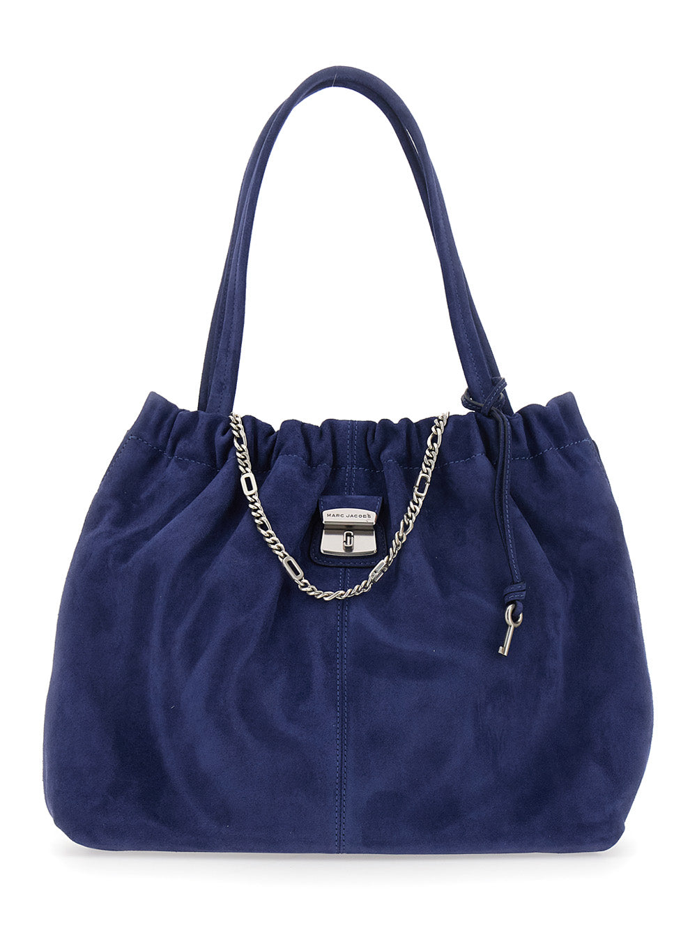 Shoulder Bag The Tote with Chain Detail and Suede Drawstring Closure in Blue for Women Blu Cow Leather