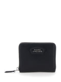 Wallet The Slim Compact with Logo Lettering on Front in Black Leather for Women Split Cow Products
