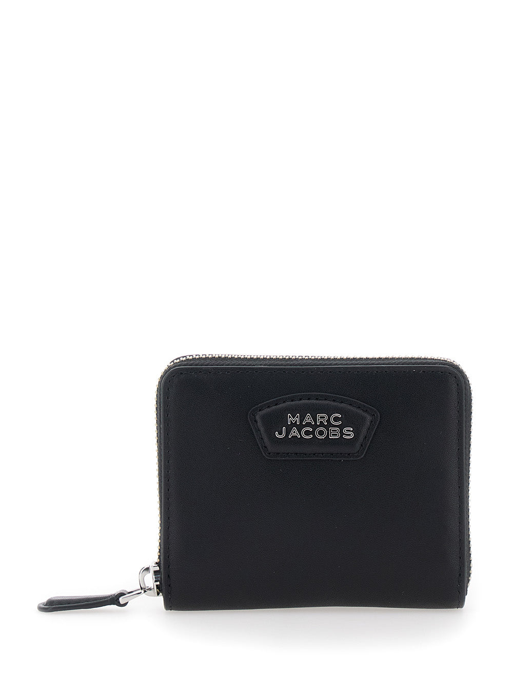 Wallet The Slim Compact with Logo Lettering on Front in Black Leather for Women Split Cow Products