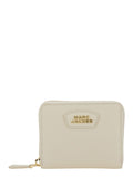 Wallet The Slim Compact with Logo Lettering on Front in White Leather for Women Split Cow Products