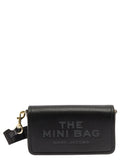 Mini Crossbody Bag with Engraved Logo in Black Pebbled Leather for Women Cow