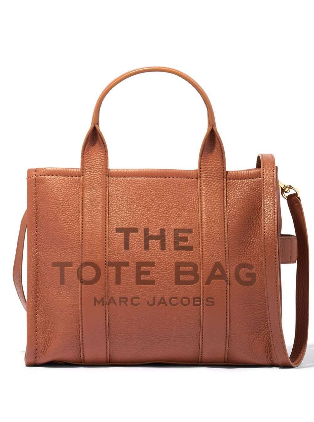 The Tote Bag Medium with Logo in Brown Hammered Leather for Women Cow Hand