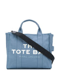 Shopper Tote The Traveller in Blue Canvas with Logo Print Light Cotton Hand Bags