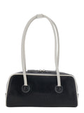 SOFT BAGUETTE (PIPING) Black Cow Leather Shoulder Bags