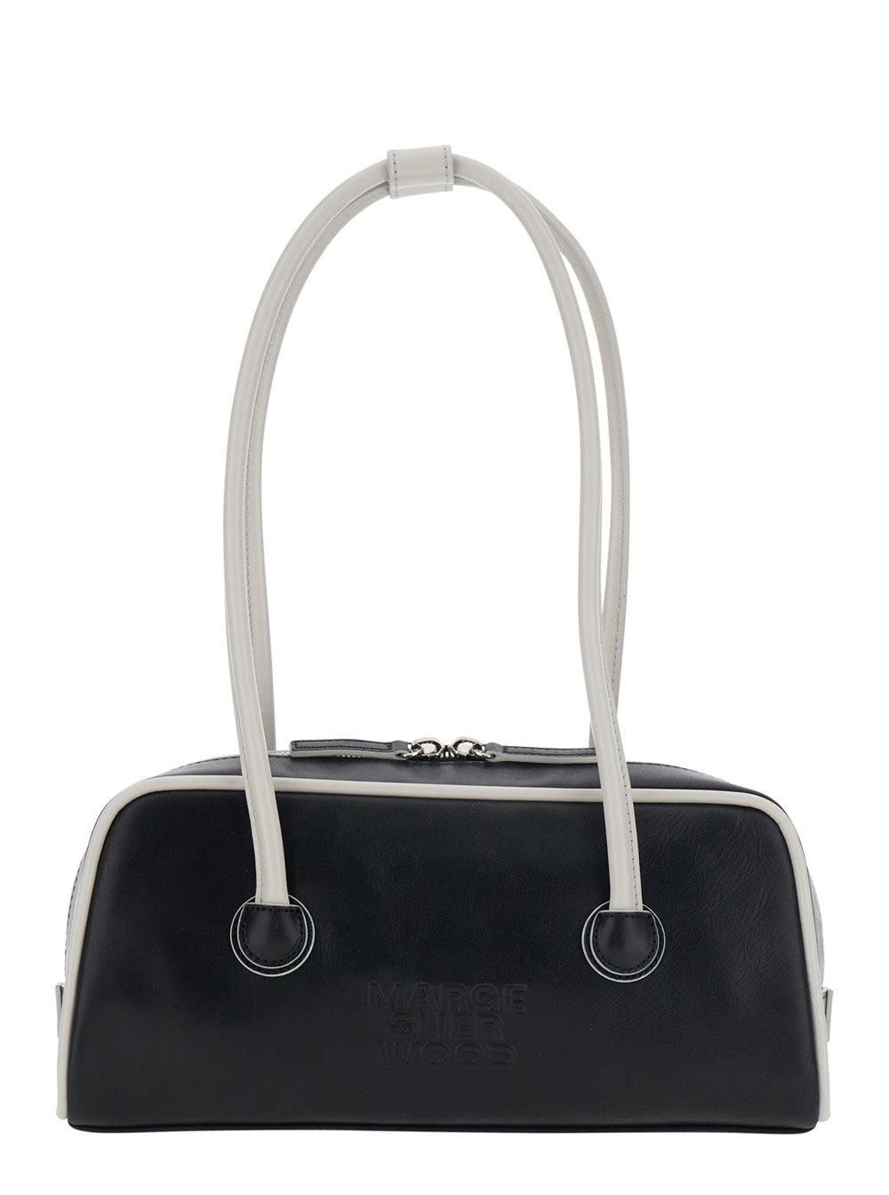SOFT BAGUETTE (PIPING) Black Cow Leather Shoulder Bags