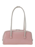 Shoulder Bag SOFT BAGUETTE (PIPING) Pink with Grey Leather Details Cow